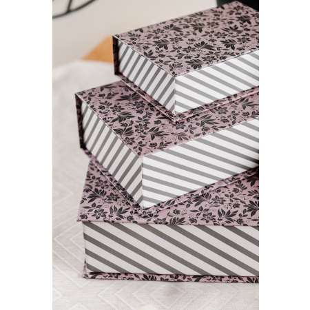 Шкатулка для украшений Cartonnage маленькая 17x12x5 см Цветы полоски розовый