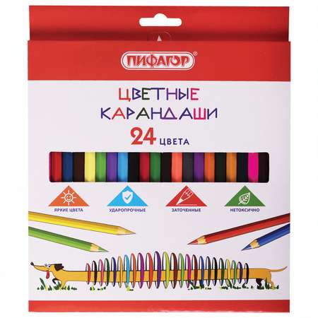 Карандаши цветные Пифагор 24 шт.