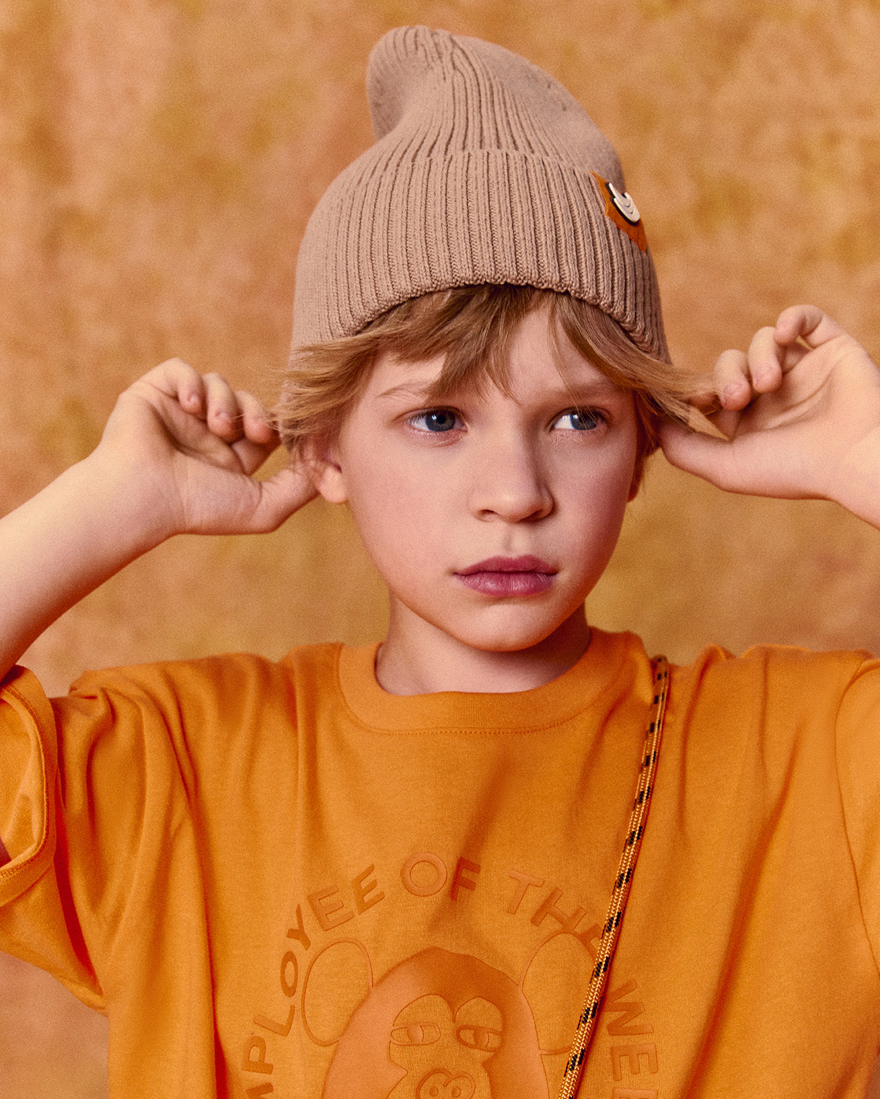 Изображение товара Детская демисезонная шапка Futurino Fashion для мальчика бежевого цвета