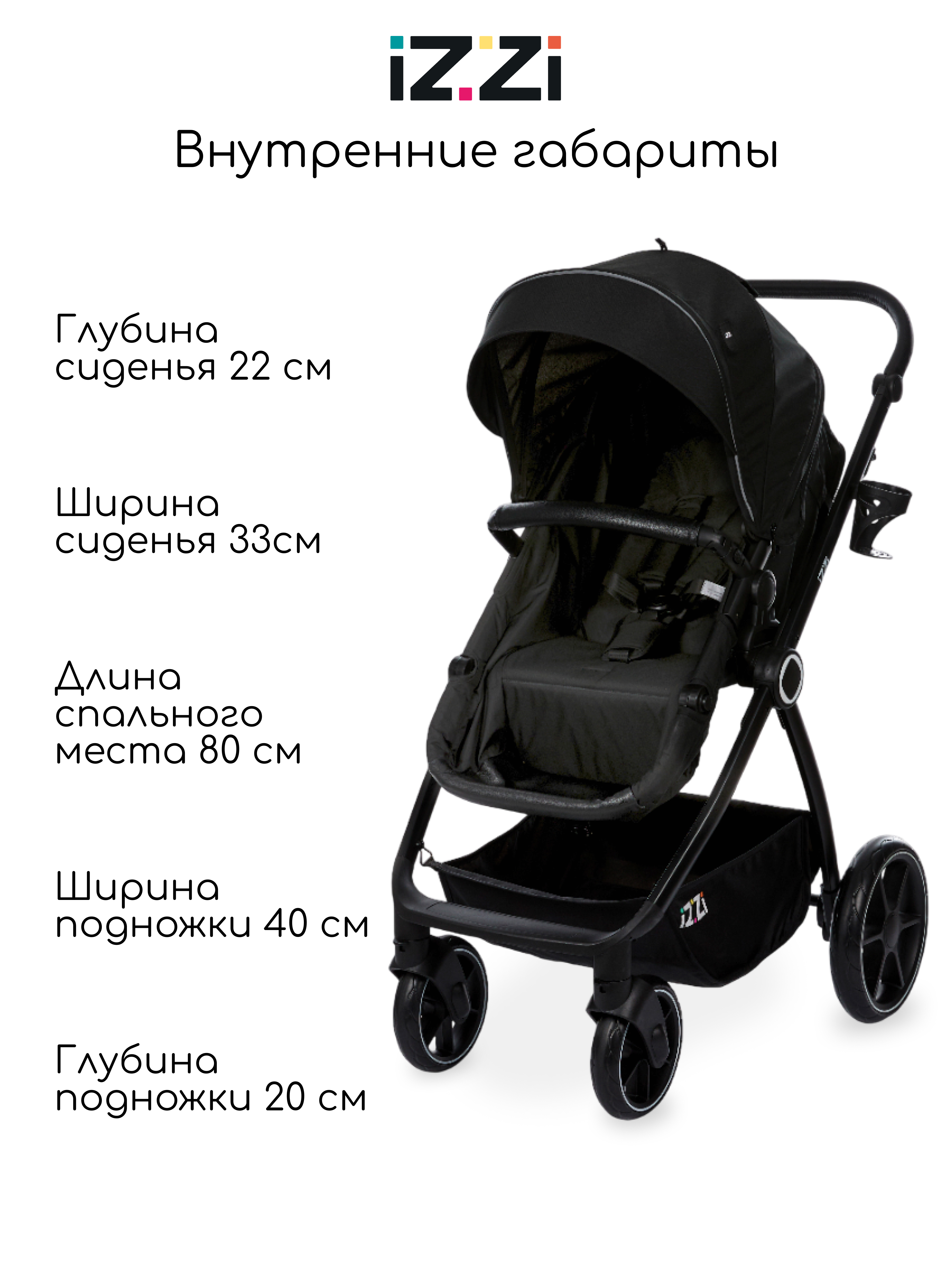 Коляска трансформер iZZi Универсальная черный - фото 18