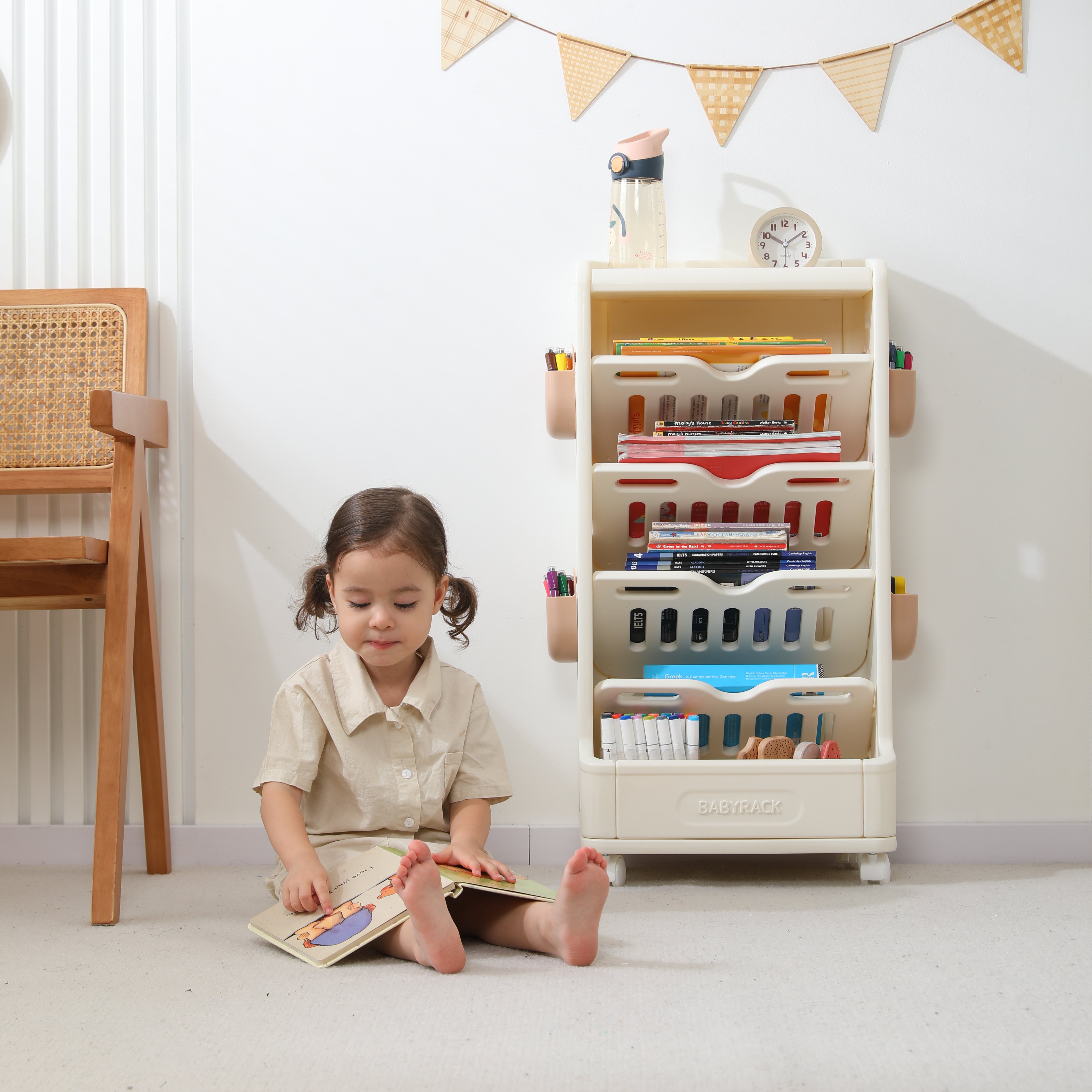 Стеллаж для книг UNIX Kids Babyrack 4 levels Camel - фото 12