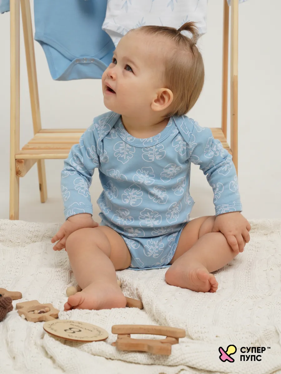 Боди 3 шт Супер Пупс нбр/3пр/бд/sk20/синийлисточкиветочки - фото 20