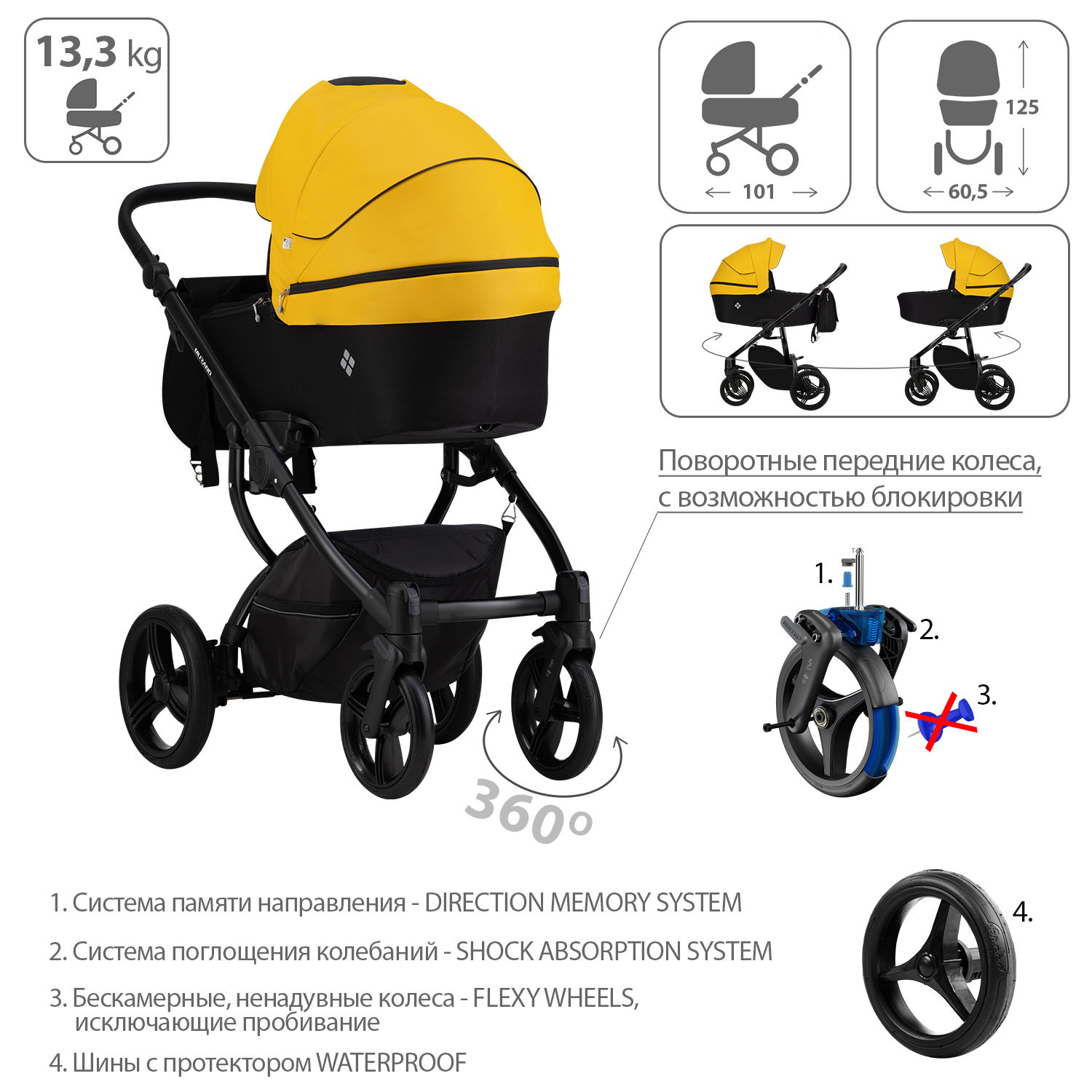 Коляска 2 в 1 Bebetto Murano - фото 4