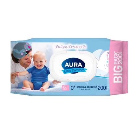 Влажные салфетки AURA 200 шт.