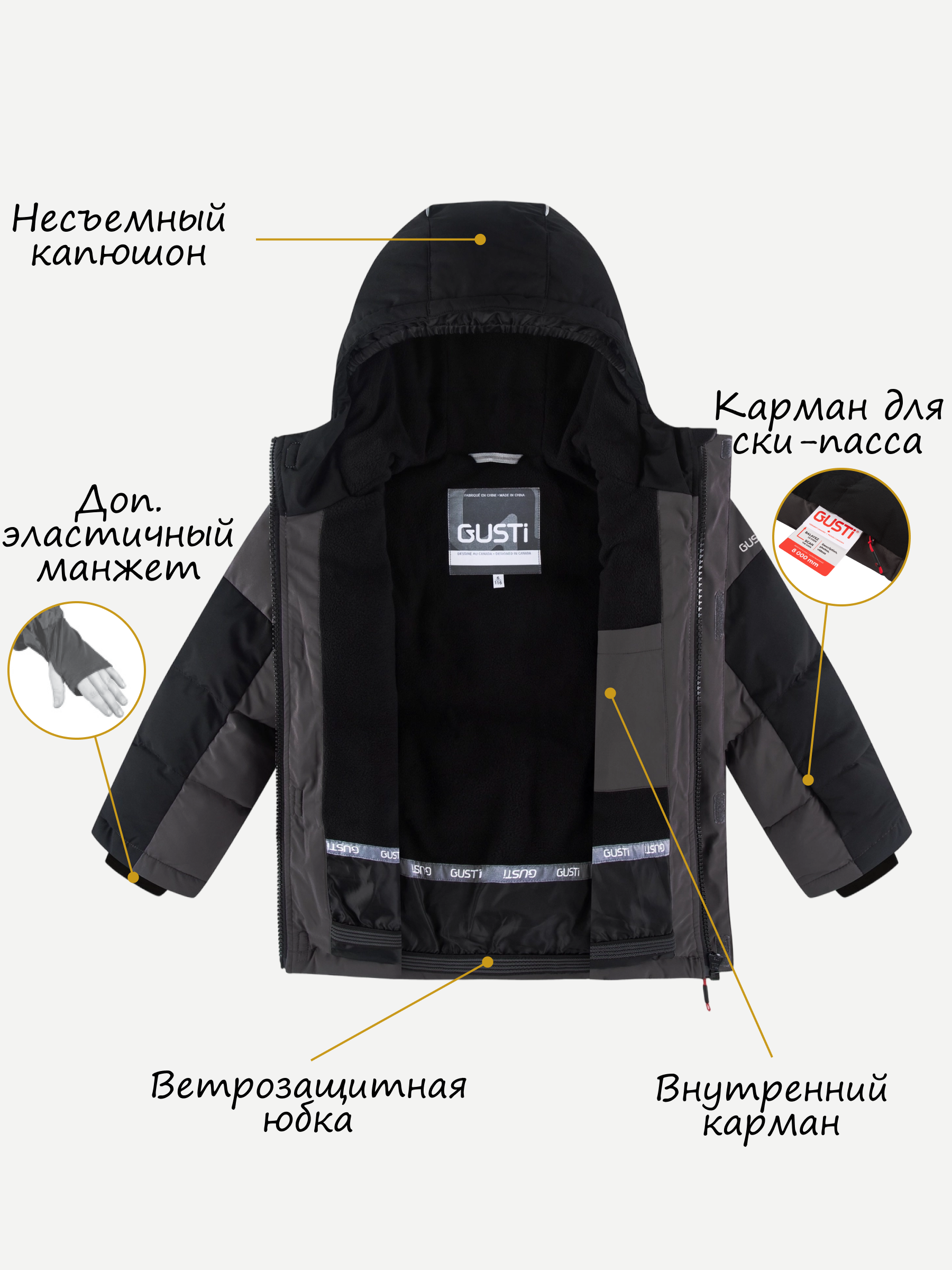 Куртка и полукомбинезон GUSTI GW4BS530-CHARCOAL - фото 4