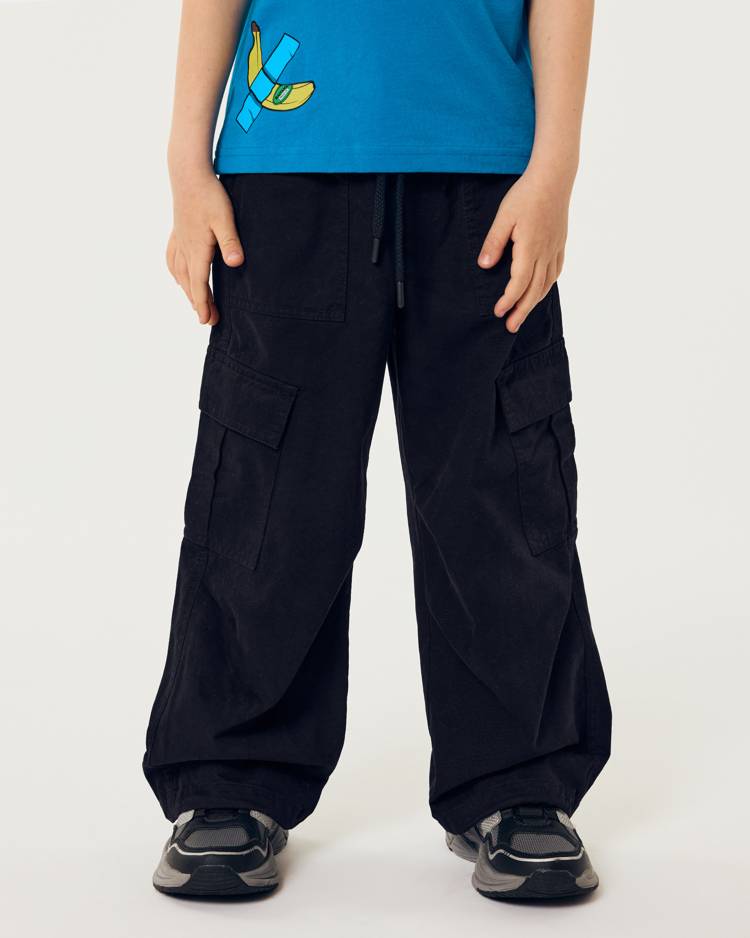 Изображение товара Детские брюки Futurino 110 широкие из хлопка с накладными карманами