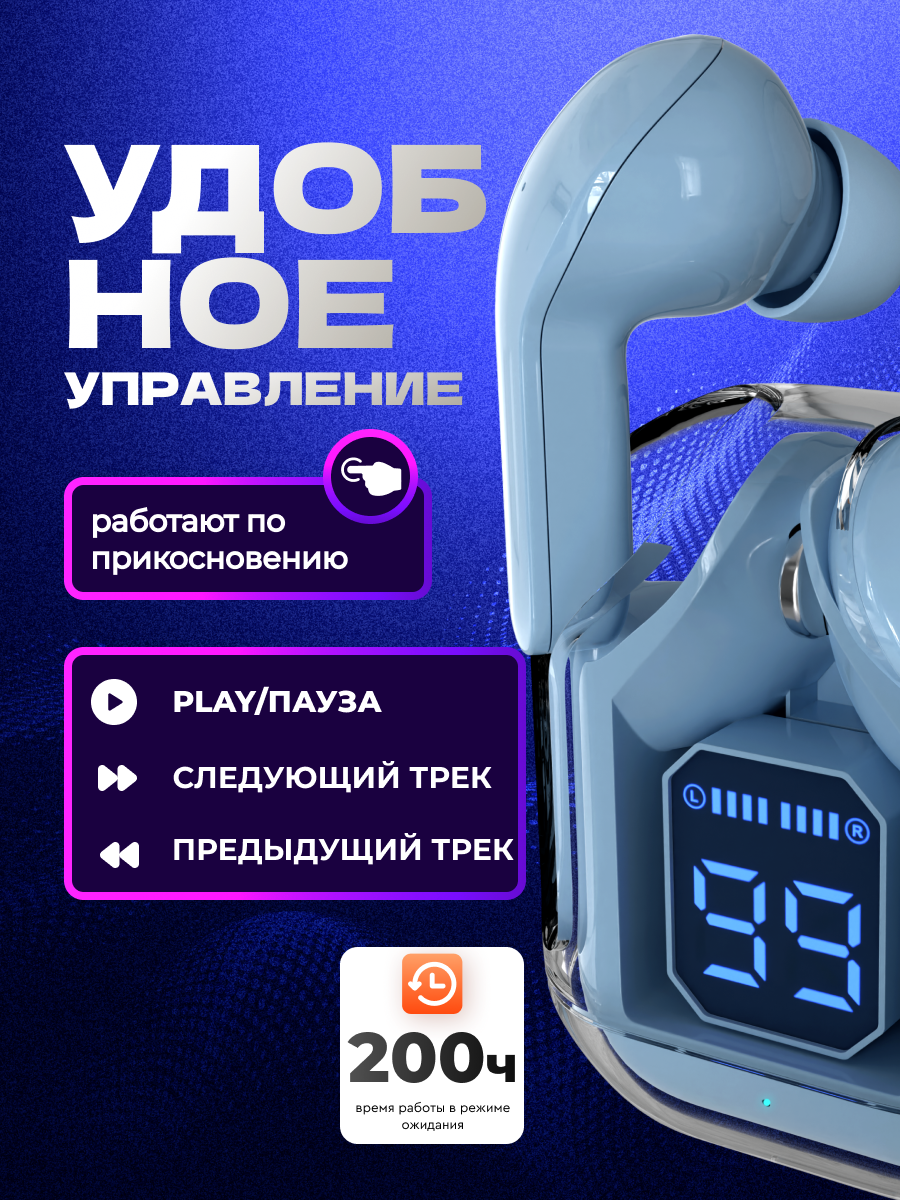 Наушники TWS More Choice Blue - фото 5