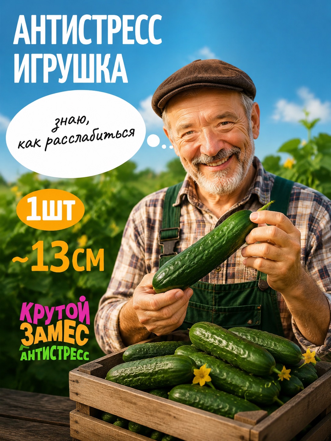 Изображение товара Игрушка-антистресс Крутой Замес Огурец от 1TOY Изображение товара Игрушка-антистресс Крутой Замес Огурец от 1TOY