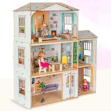 Домик для кукол M-WOOD 105 см с мебелью