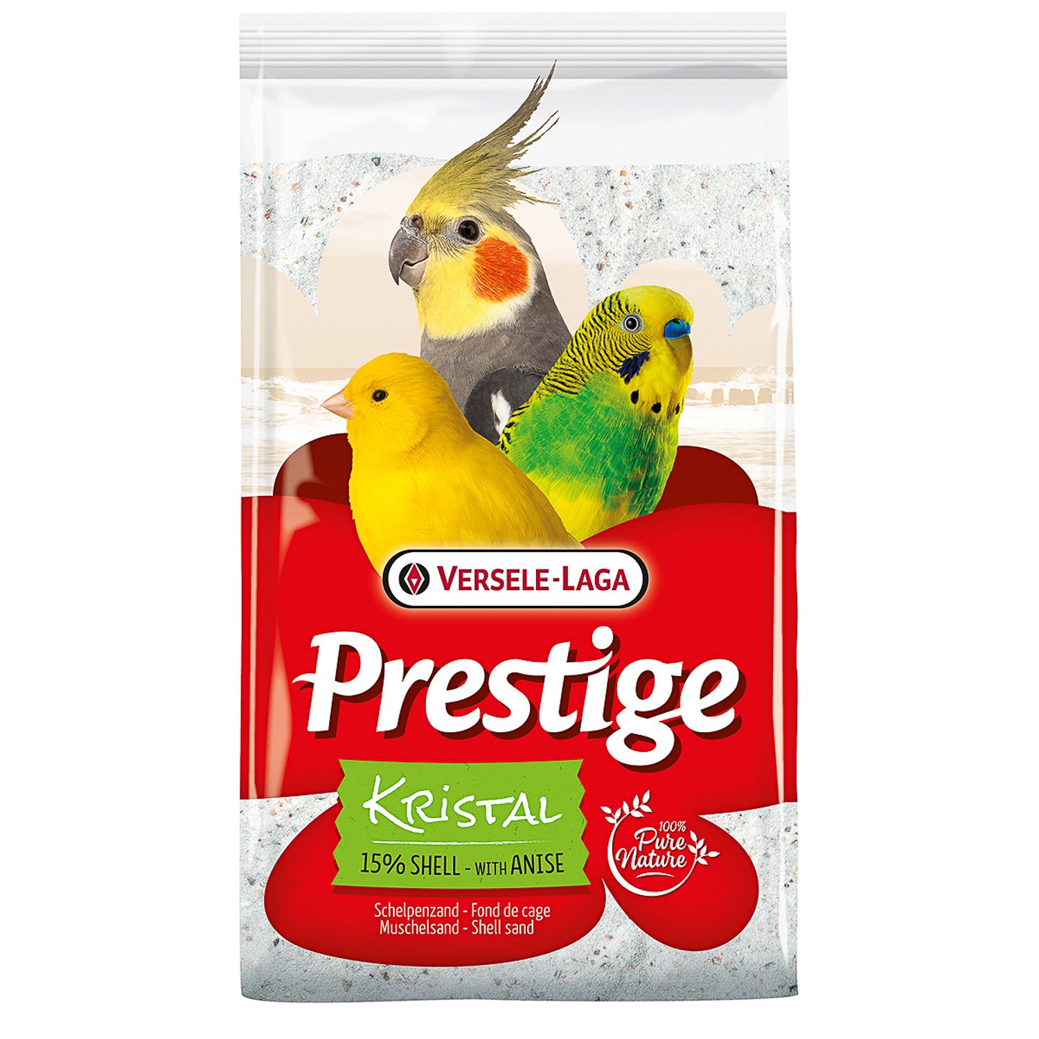 Песок для птиц Versele-Laga Prestige Kristal Shell Sand с ракушечником Белый 5кг - фото 1
