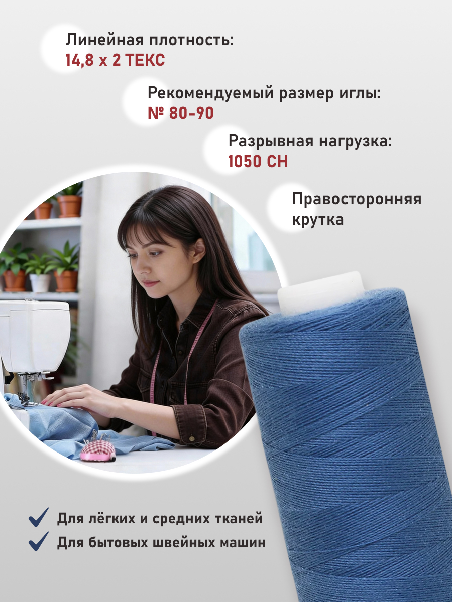 Нитки для шитья 40/2 Bestex 10шт цв 322 - фото 2