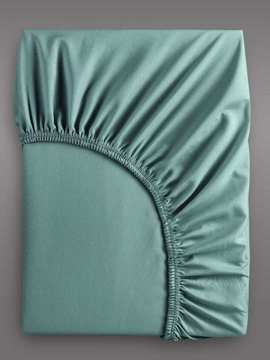 Простыня Mrs.Stretch Mr.Jersy Нефритовый 160 x 200 см на резинке - фото 8