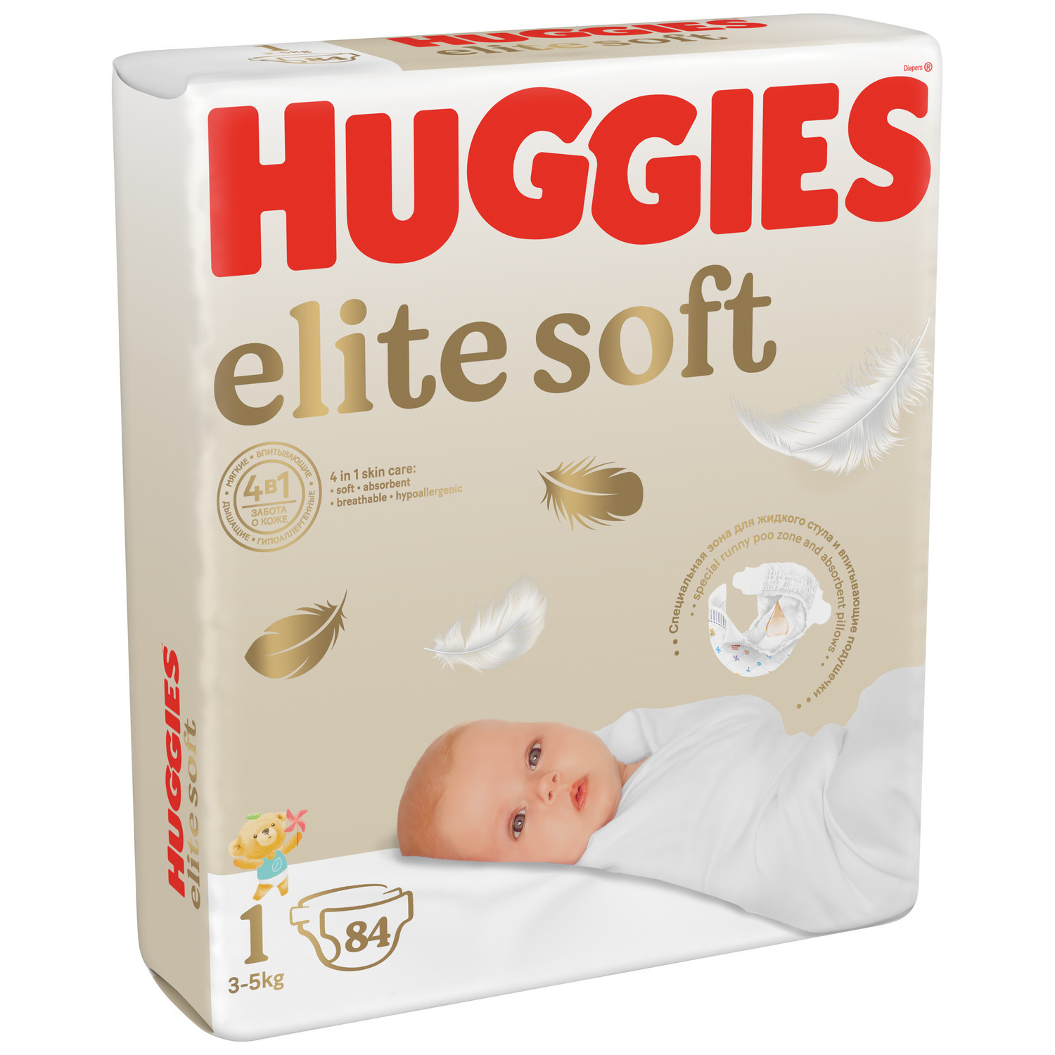 Подгузники Huggies Elite Soft для новорожденных 1 (3-5 кг) 84 шт. - фото 2