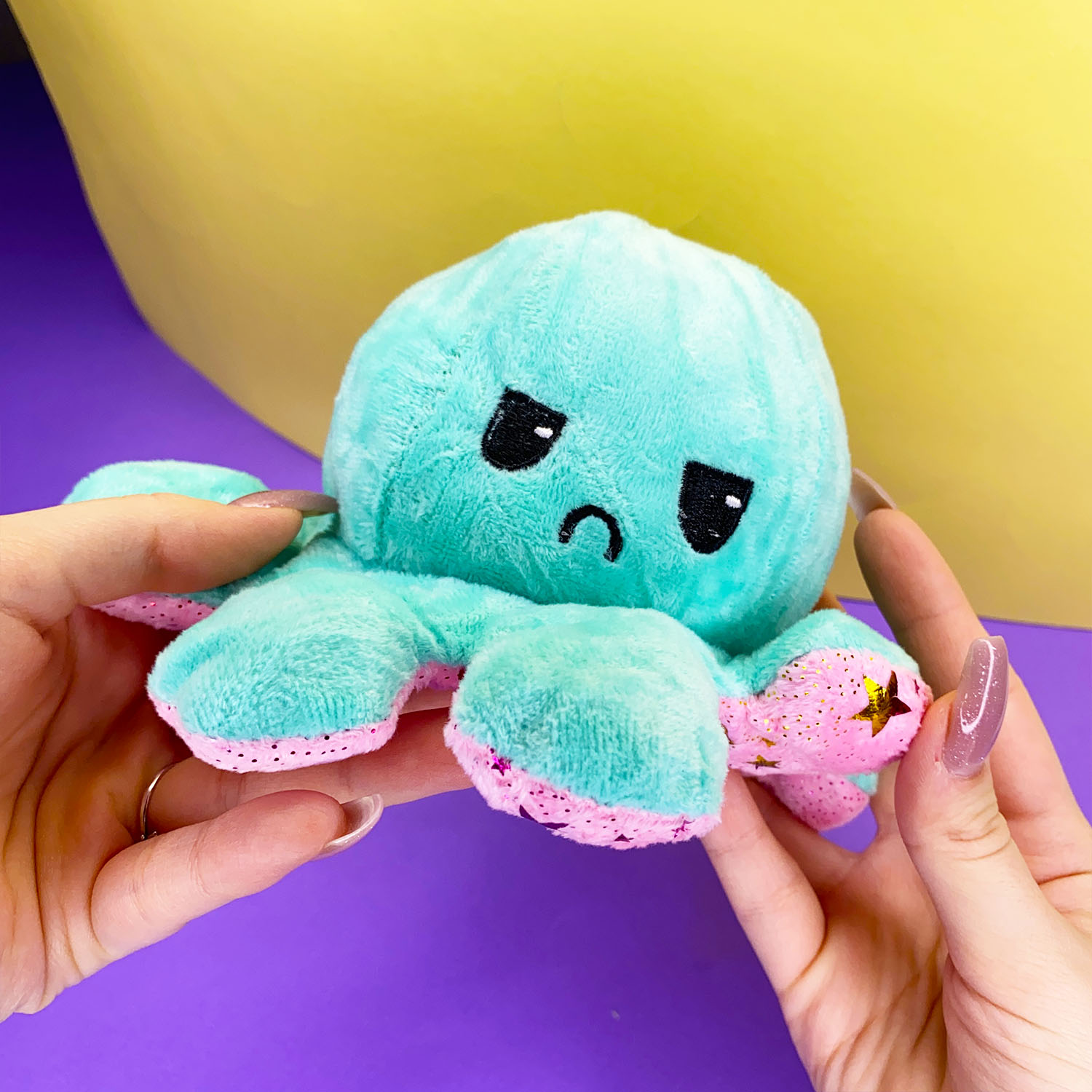 Мягкая игрушка MINI-TOYS вывернушка Осьминог двусторонний. Зелёный-розовый - фото 3