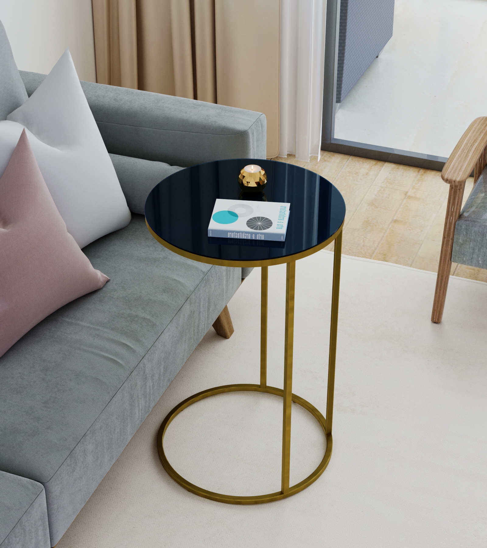 Стол придиванный КАЛИФОРНИЯ МЕБЕЛЬ Остин Glass Черная лакобель Золото - фото 10