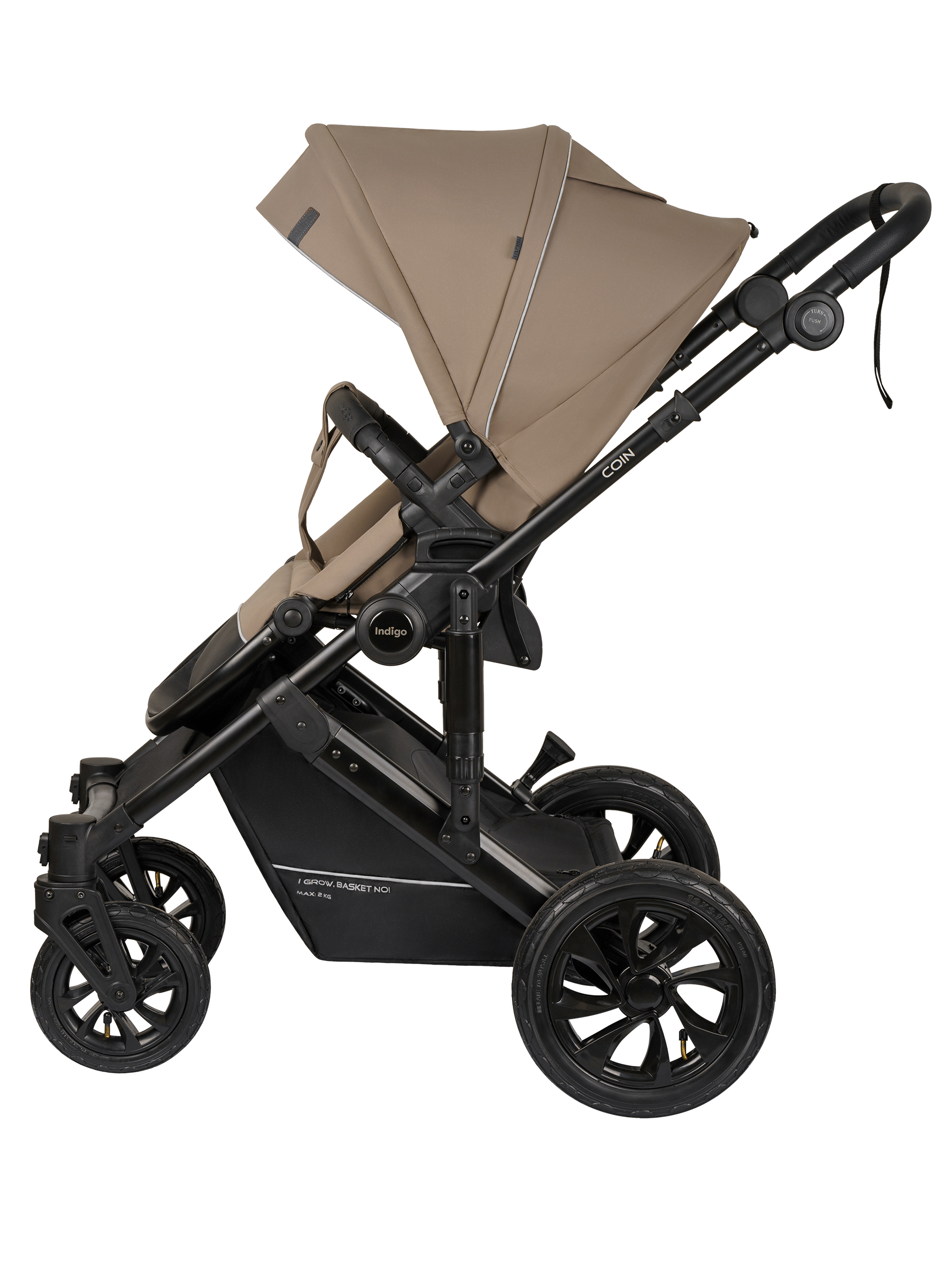 Коляска 3в1 Indigo Coin темно-бежевый - фото 13