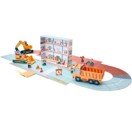 Книга и конструктор МОЗАИКА kids Маленький инженер Стройка