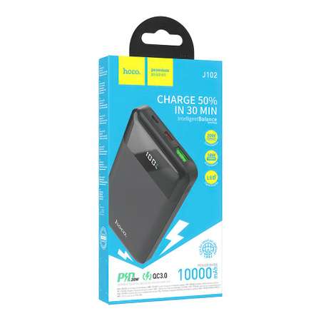 Внешний АКБ hoco J102 Cool Figure 10000mAh 1xUSB 1xUSB-C 3А QC 3.0 PD20W LED Li-Pol черный
