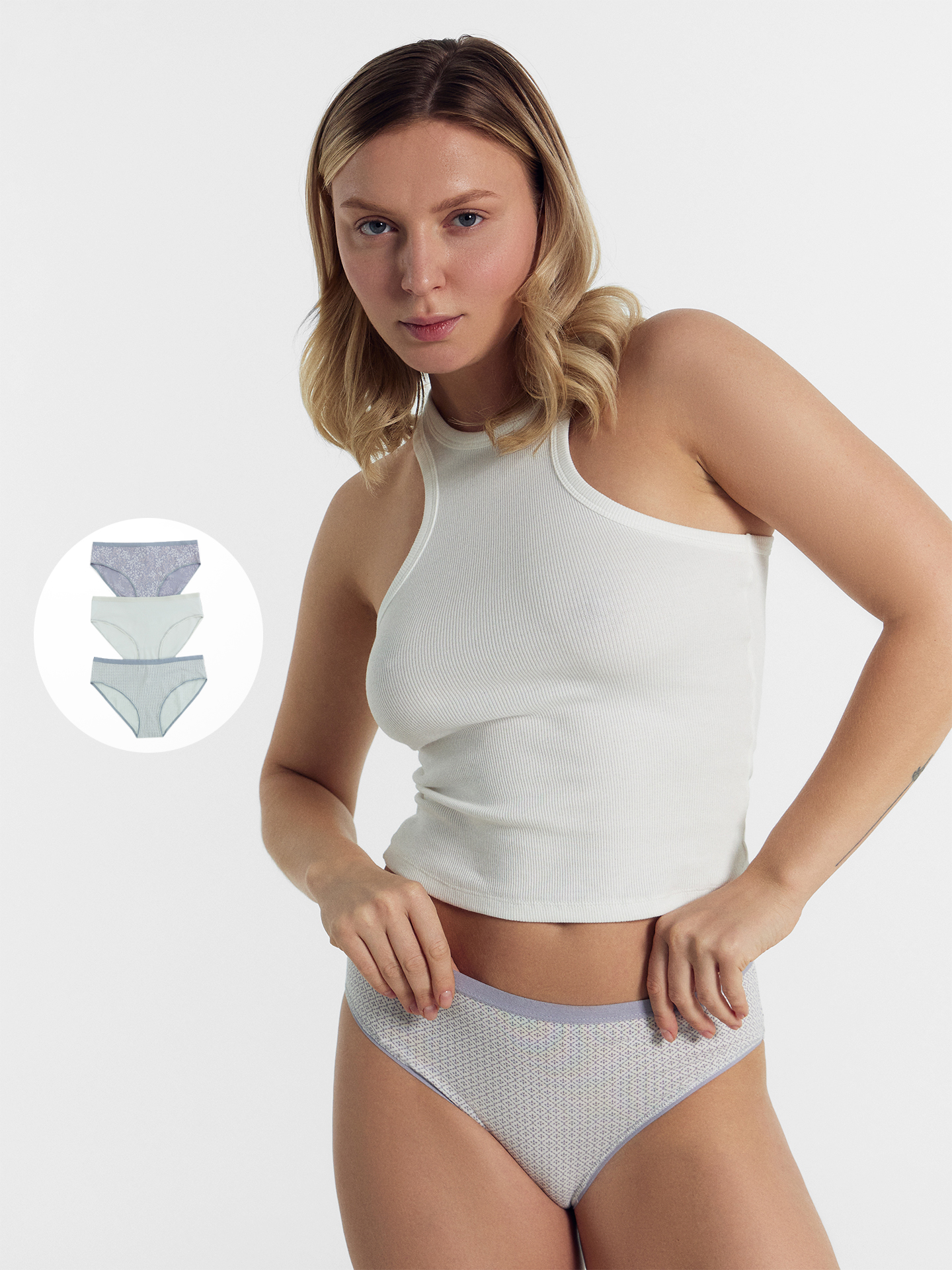 Трусы 3 шт Mark Formelle (Марк Формэль) 412427-3/серый орнамент на молочном - фото 1