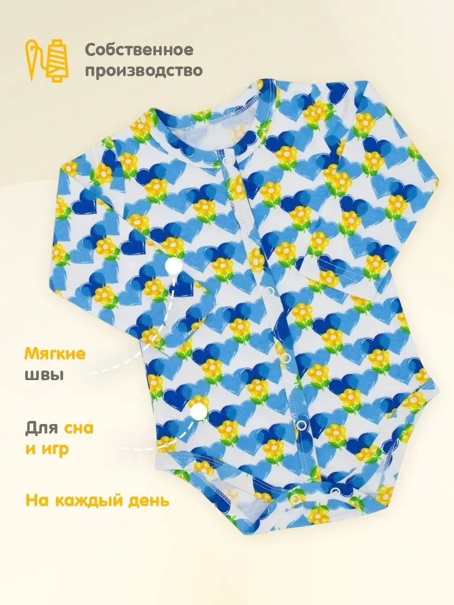 Боди Linas baby 1239-9W Белый-Синий - фото 3