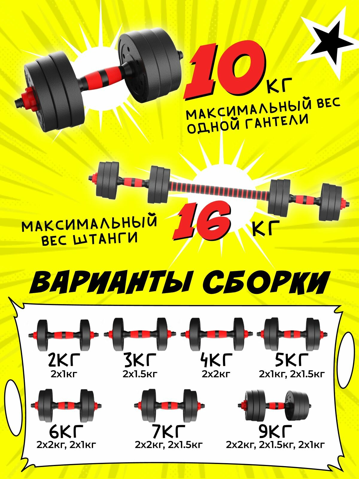 Набор блинов с грифом БлинДаГриф Гантель 20кг 2шт - фото 3