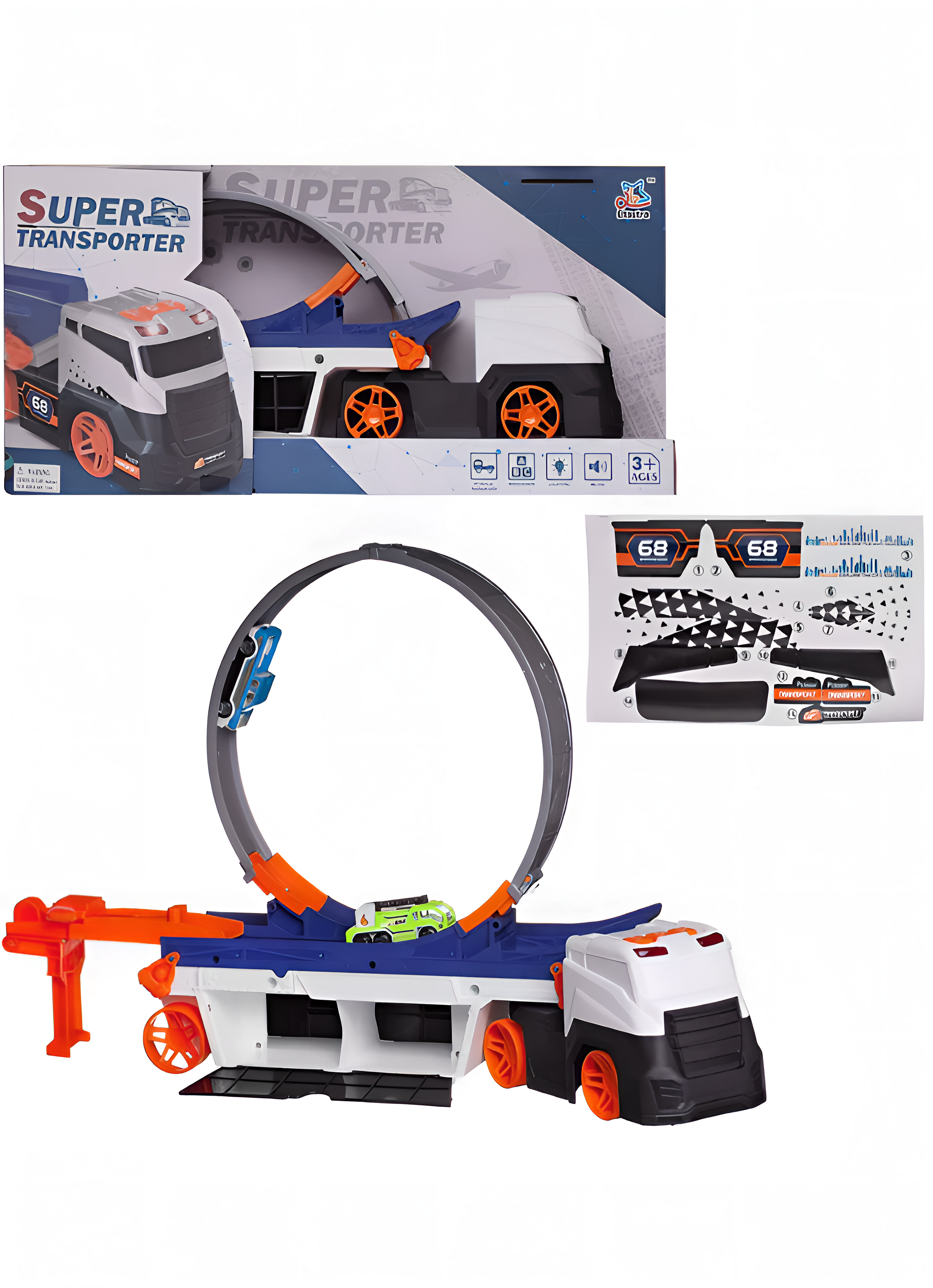Трек Hot Wheels Автовоз Игровой_набор_Автовоз-трек-парковка_2_машинки (свет и звук) - фото 1