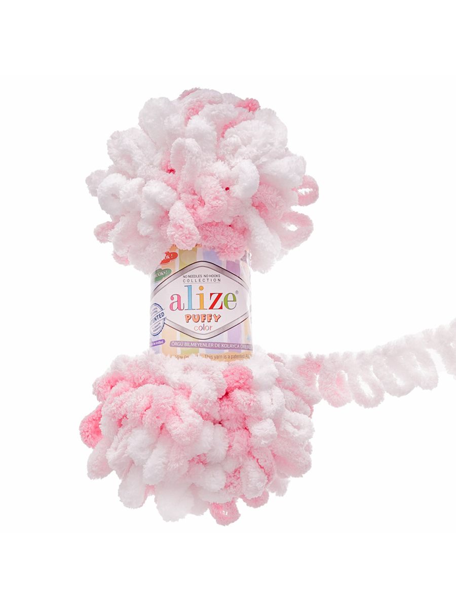 Пряжа для вязания Alize puffy color 100 г 9 м микрополиэстер плюшевая мягкая 5863 секционный 5 мотков - фото 4