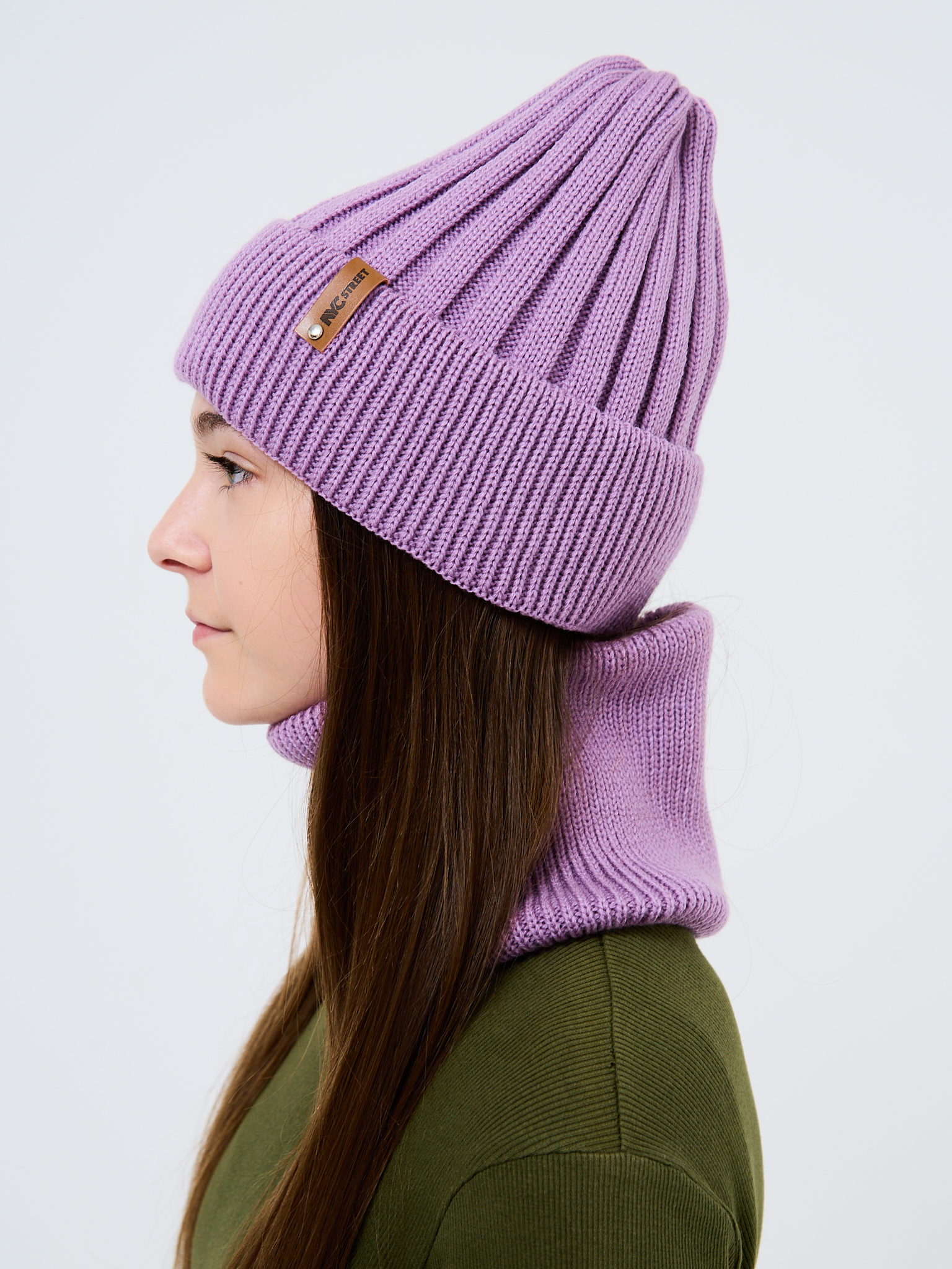 Шапка и снуд NYCkids NYC-H-54-WIDEstr-purp - фото 11