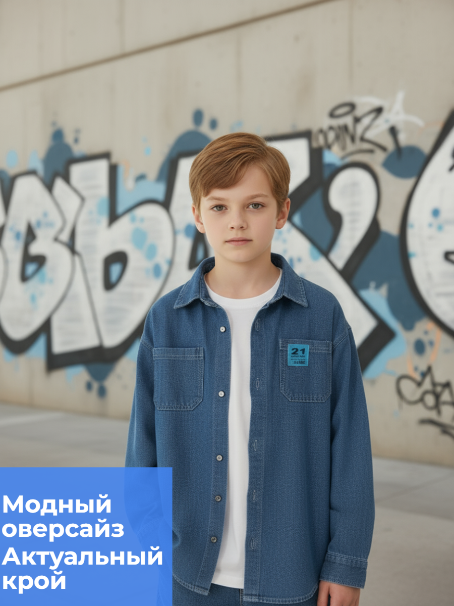 Рубашка КВАРК лук рубашка джинс - фото 4