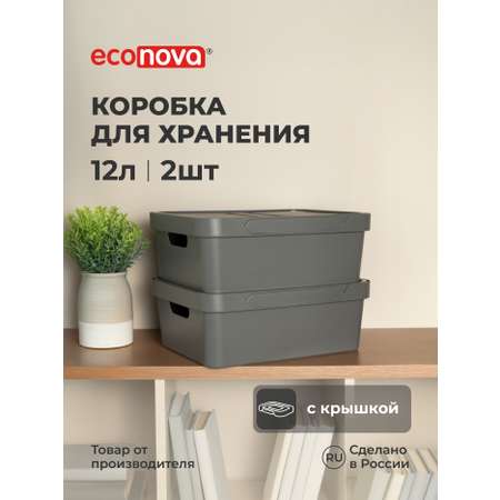 Набор ящиков с крышкой Econova Универсальные 38х27 6х14 см 12л