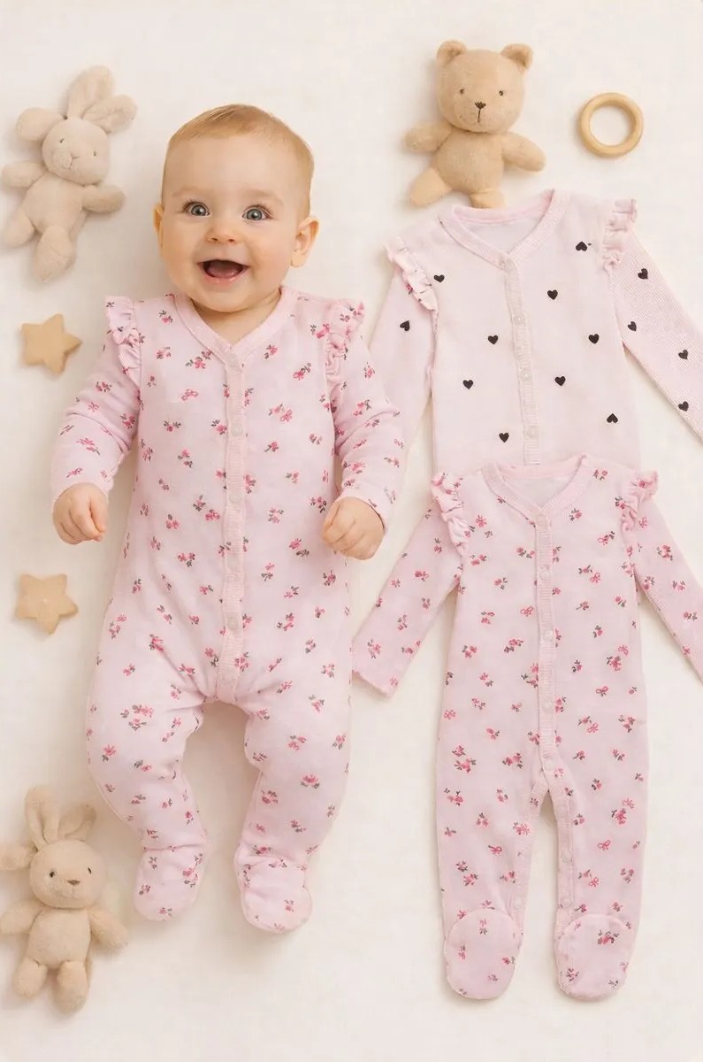 Комбинезон 2 шт Mark Formelle (Марк Формэль) 14007-2/сердца на св.розовом +цветочки на розовом - фото 1