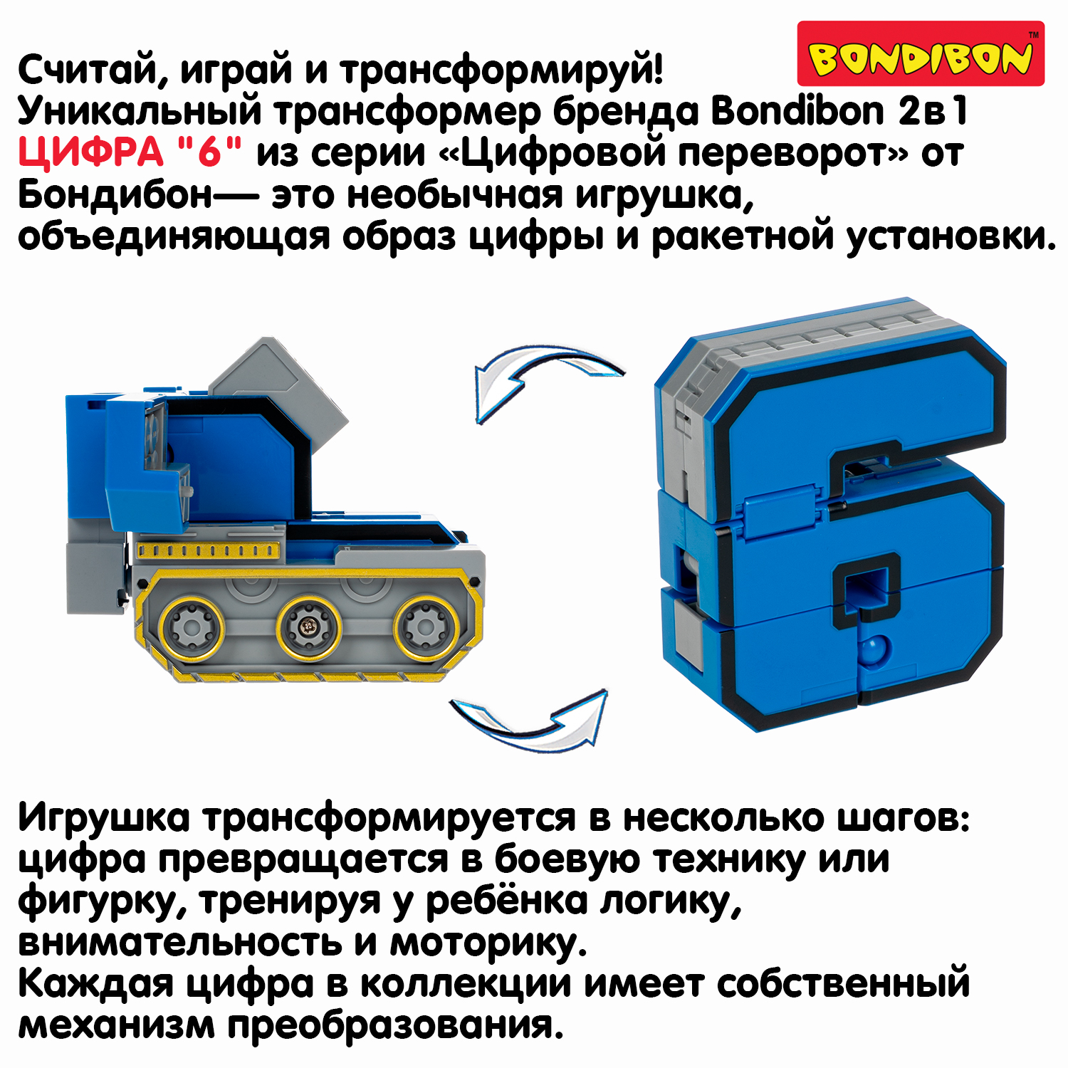 Фигурка Bondibon трансформер Робот Цифра 2в1 - фото 8