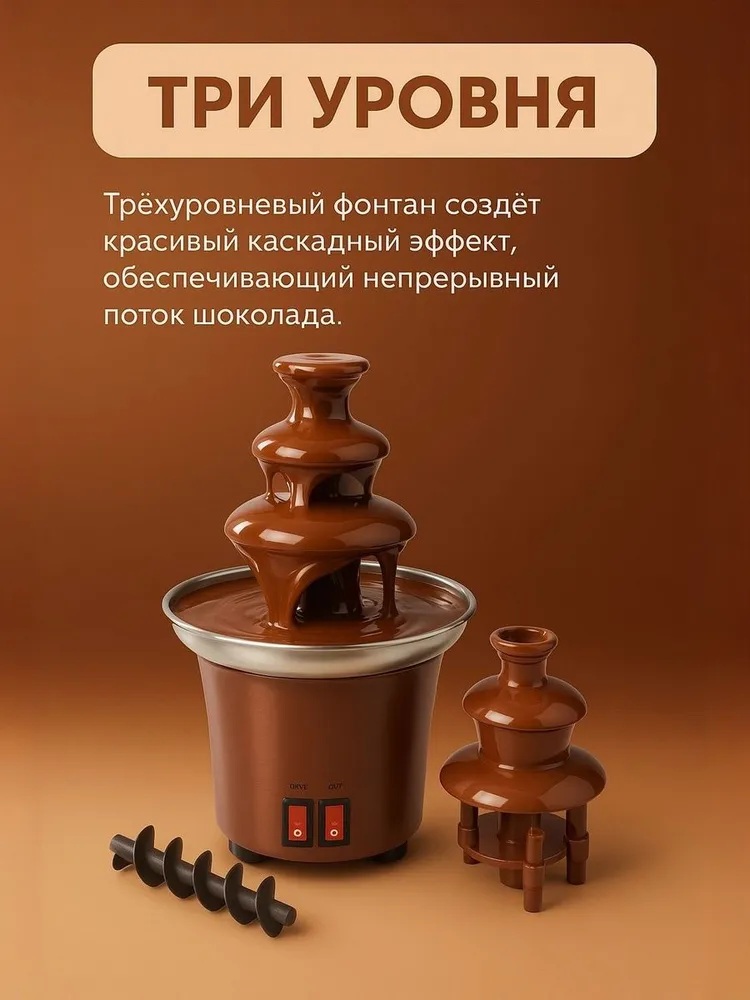 Шоколадный фонтан фондю CASTLELADY Домашняя шоколадная машина - фото 3