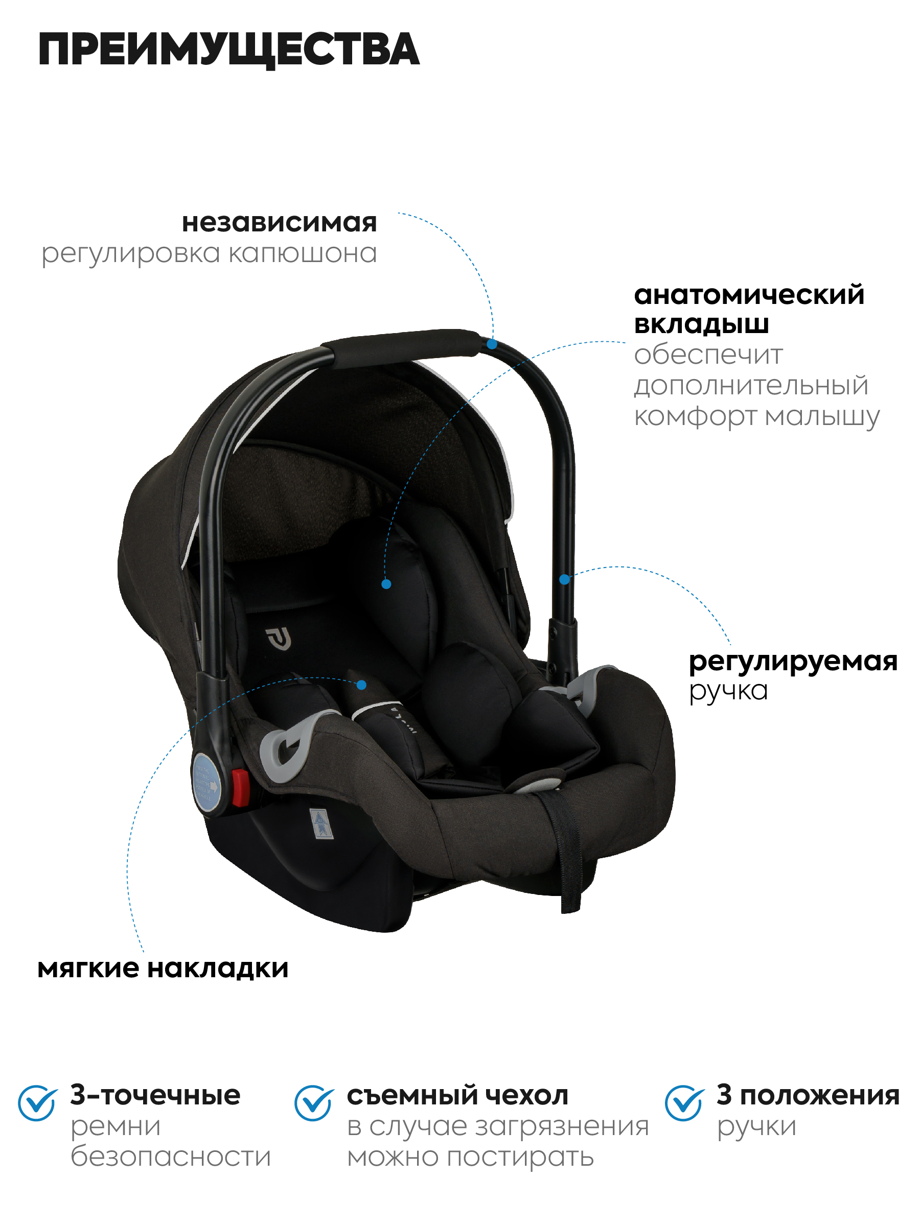 Коляска трансформер JOVOLA RAPID 3в1 черный - фото 4