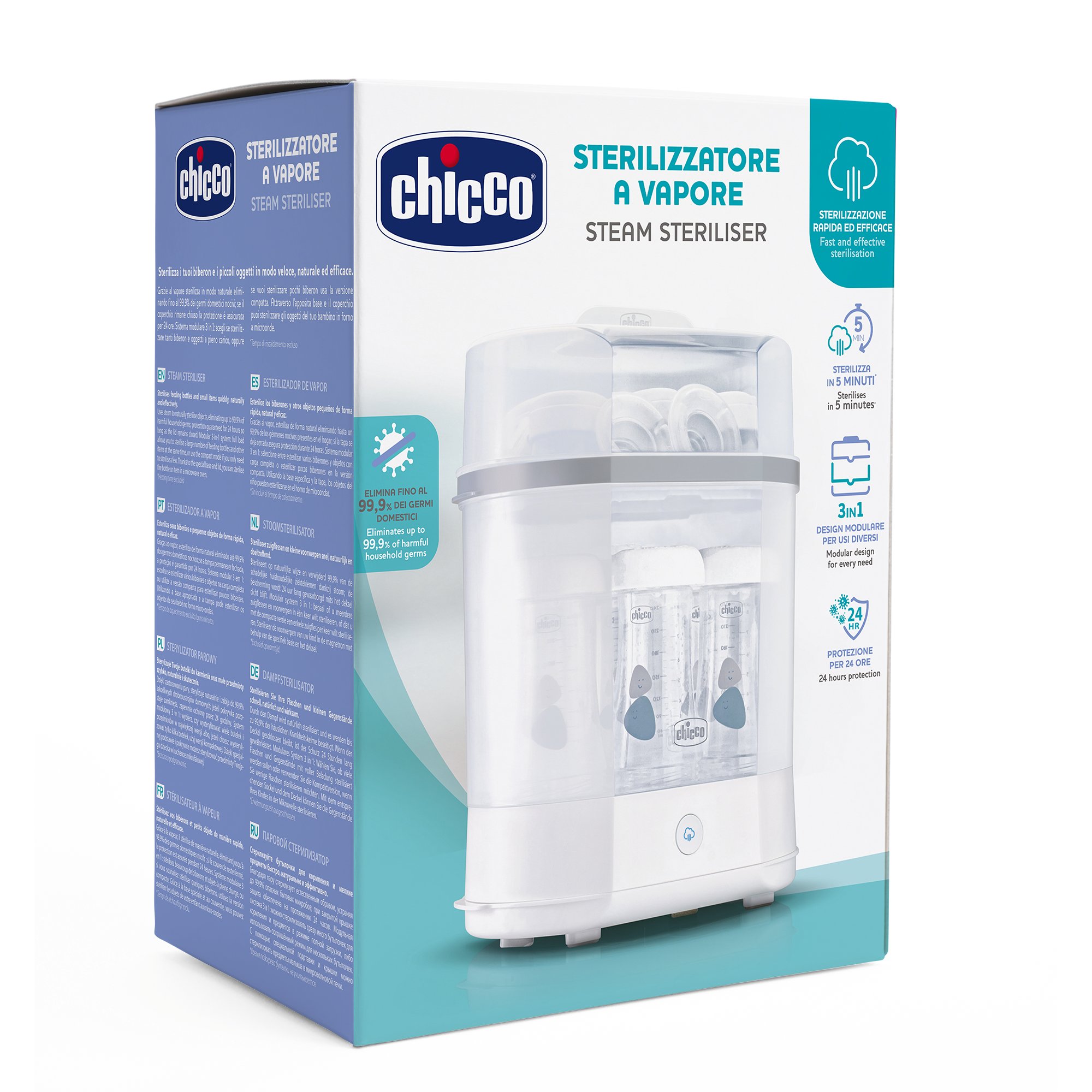 Стерилизатор для бутылочек Chicco Sterilnatural 3 в 1: полная загрузка компактный режим и стерилизация в микроволновой печи - фото 19