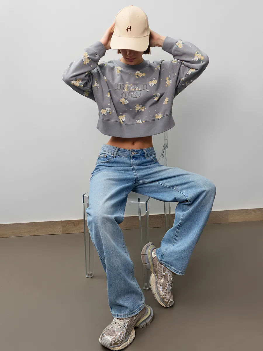 Свитшот Mark Formelle (Марк Формэль) 122966/цветы на сером - фото 5