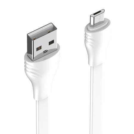 Кабель USB-MicroUSB LDNIO LS552 2м / 2.1 А / медь: 86 жил / плоский / белый