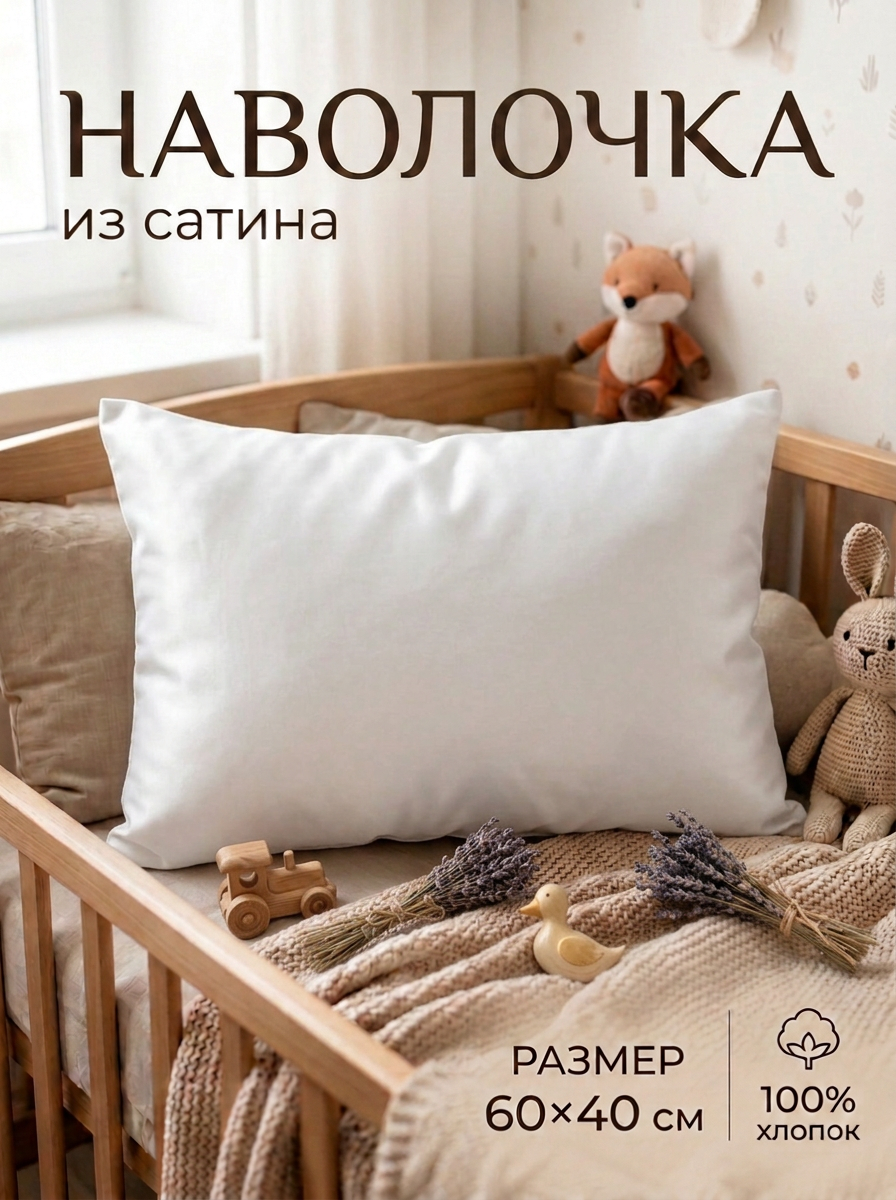 Наволочка Мягкий Кролик Белый однотон 40 x 60 см - фото 1