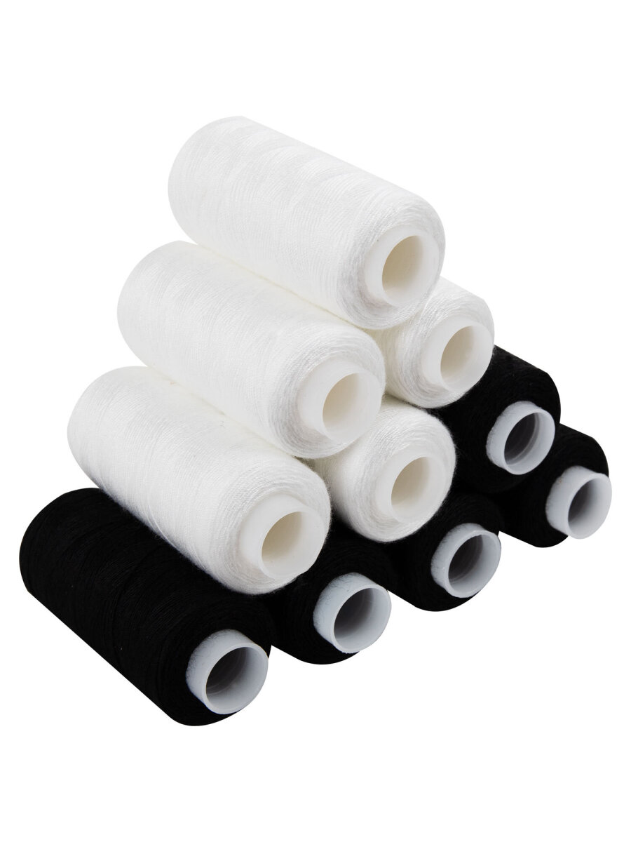 Нитки для шитья Develia армированные 45ЛЛ 200 м швейный набор 12 штук белые черные - фото 9