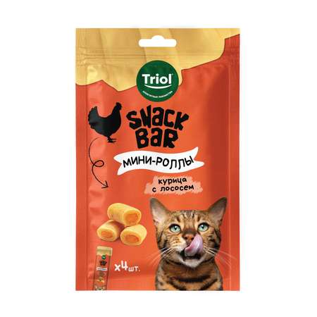 Лакомство для кошек Triol Snack Bar 40г мини-роллы с начинкой из курицы с лососем