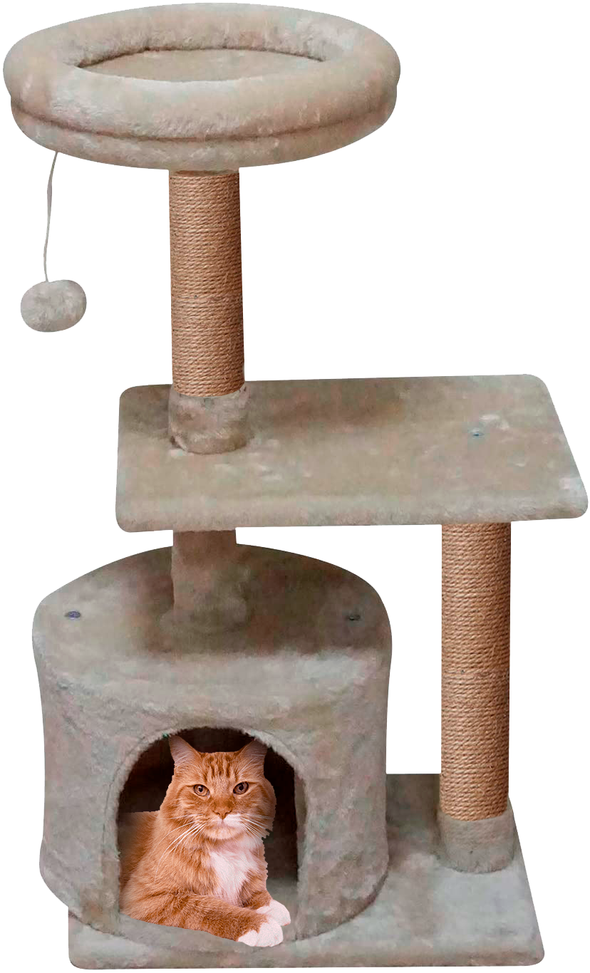 Домик для кошки с когтеточкой Pet БМФ Бежевый - фото 2