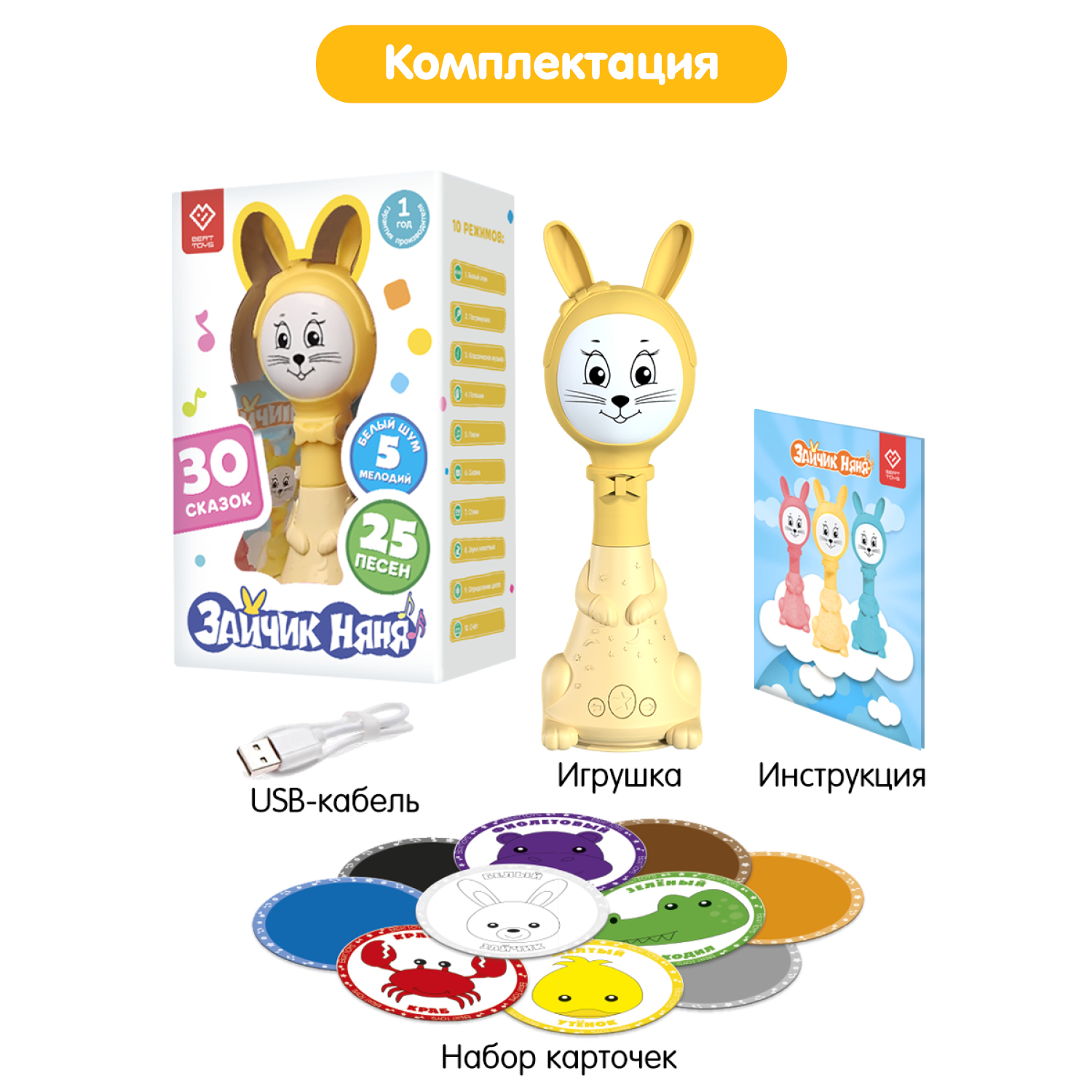 Игрушка BertToys погремушка Зайчик Няня - фото 13