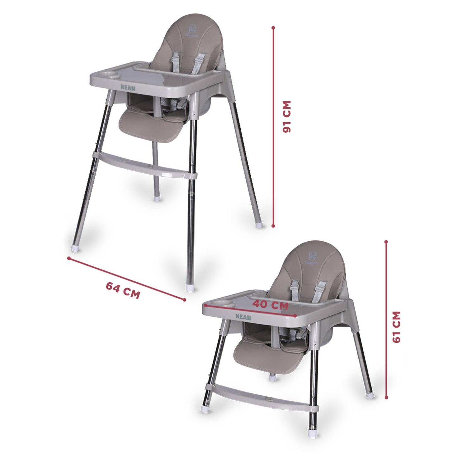 Стульчик для кормления BabyCare Kean серый - фото 3