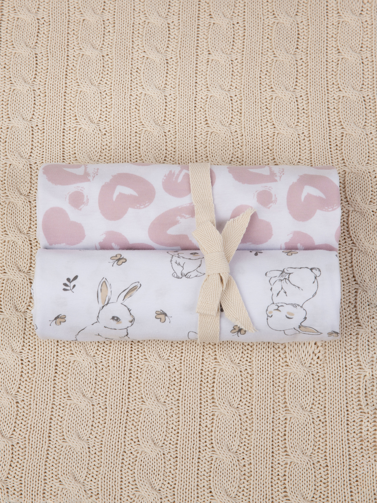 Пелёнка inlovery Зайчики/сердца трикотаж 90х120 см 2 шт. - фото 22