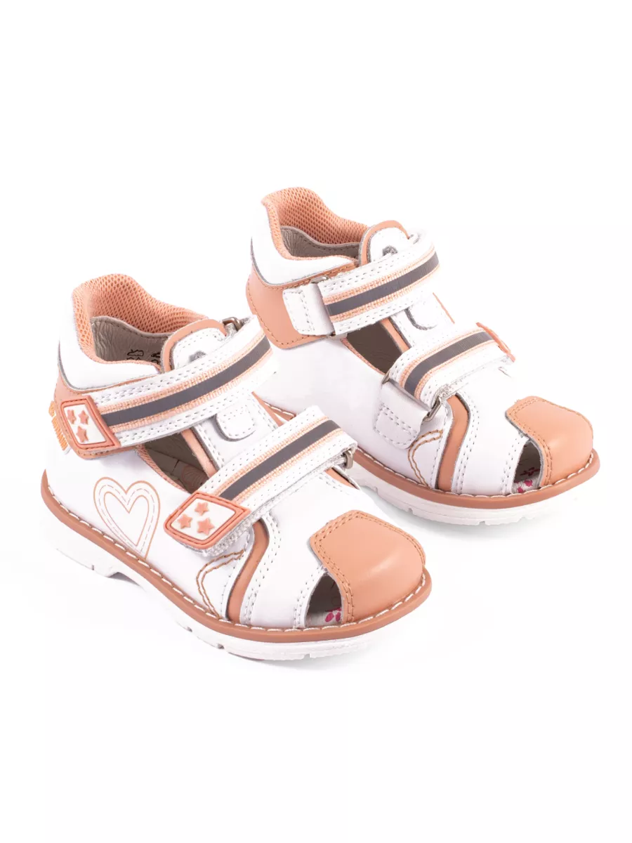 Сандалии ORTMANN kids 27.26_Alisia_выс 2/4, белый/оранжевый, з/м - фото 1