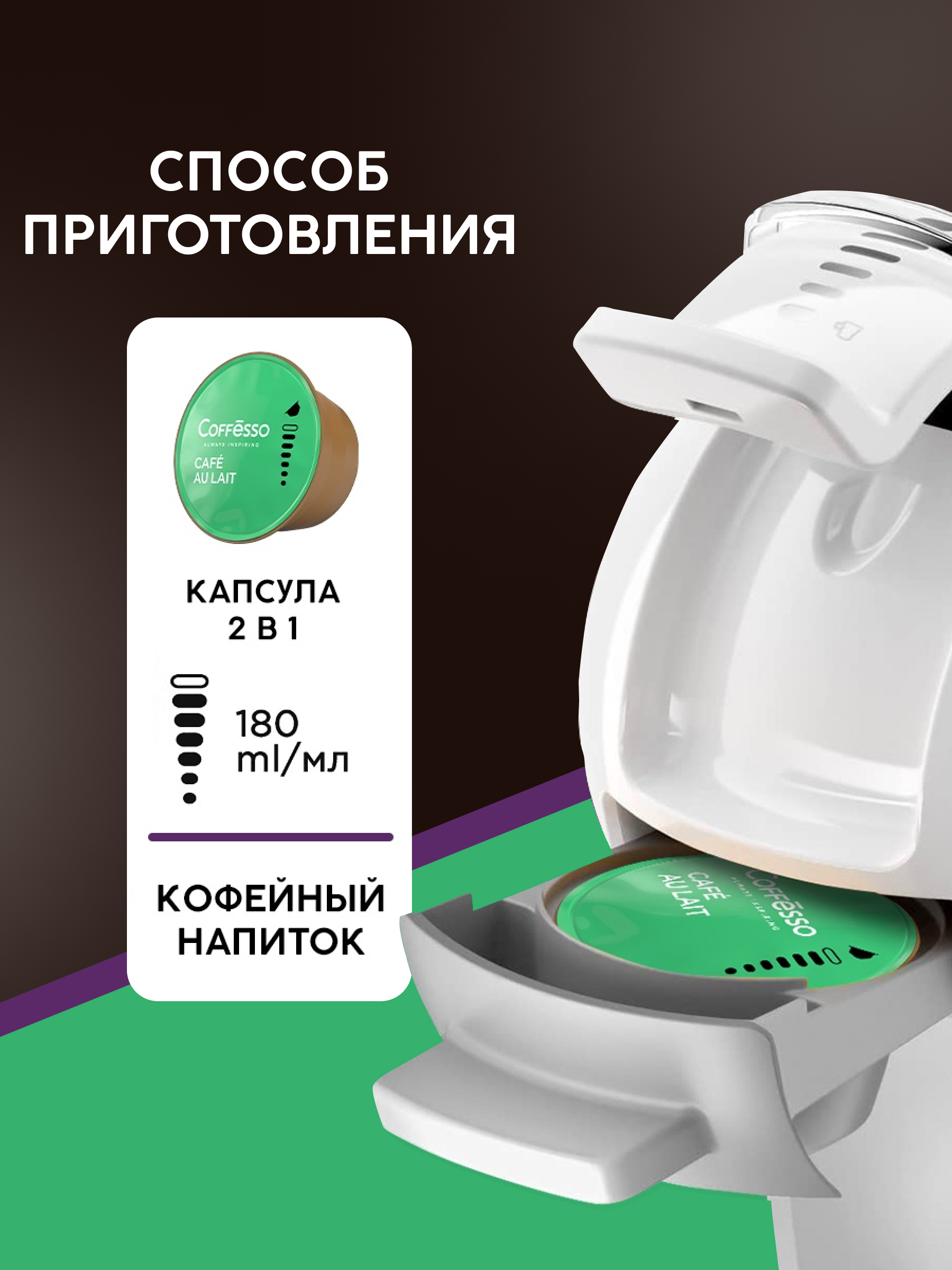 Кофе в капсулах Coffesso CAFE AU LAIT l Набор для приготовления кофейного напитка 160г капсула - фото 3