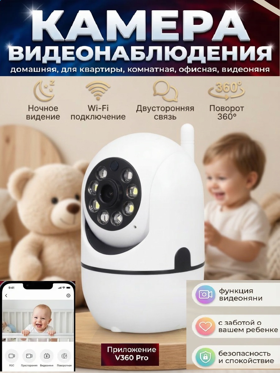 Видеоняня ТОТОША Видеоняня беспроводная 360° - фото 1
