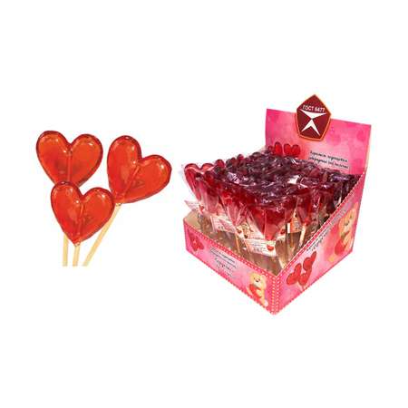 Карамель фигурная на палочке Sweet Food Сердечки 50 штук