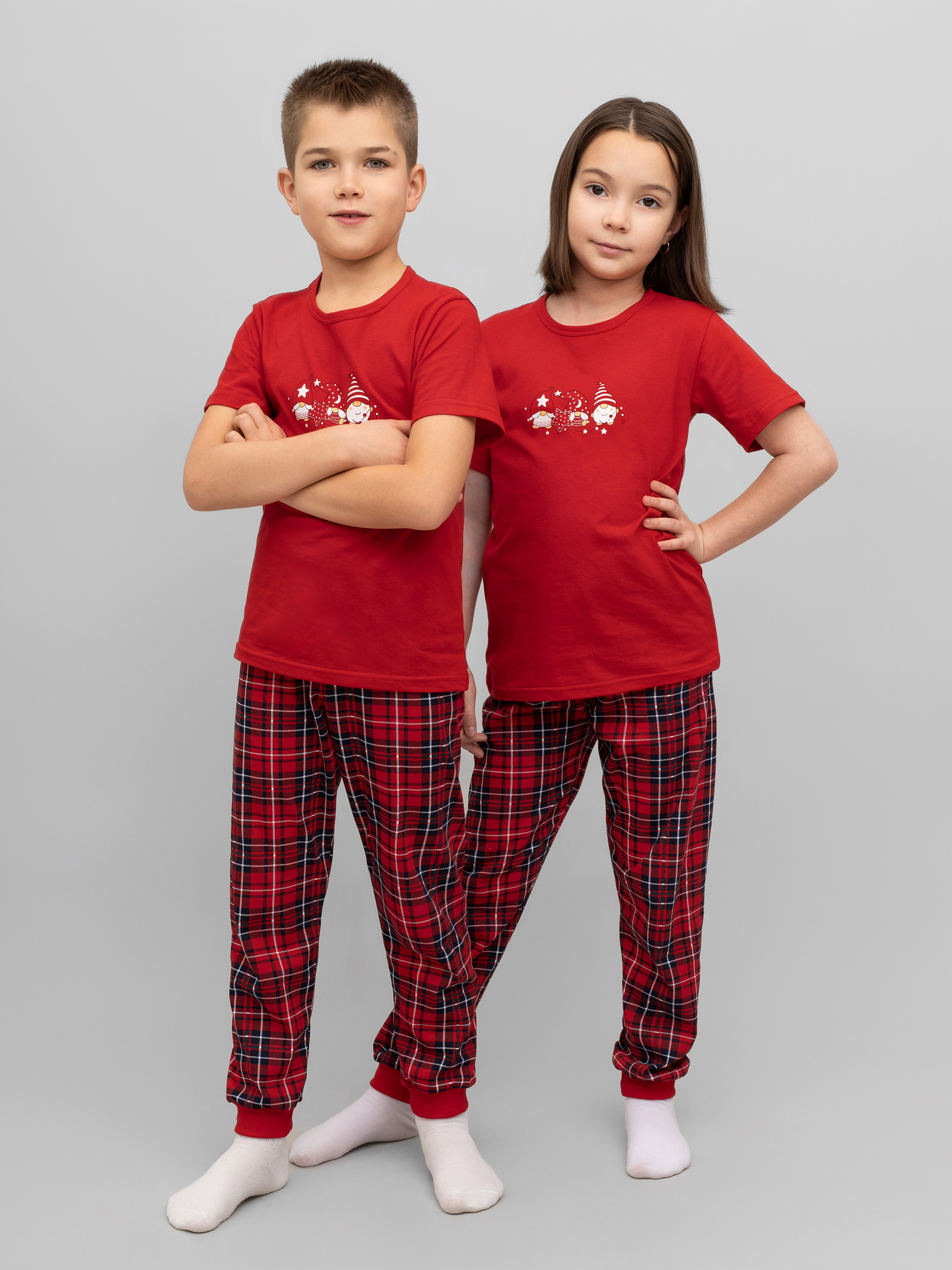 Пижама Утенок 827п красный клетка гномы - фото 5