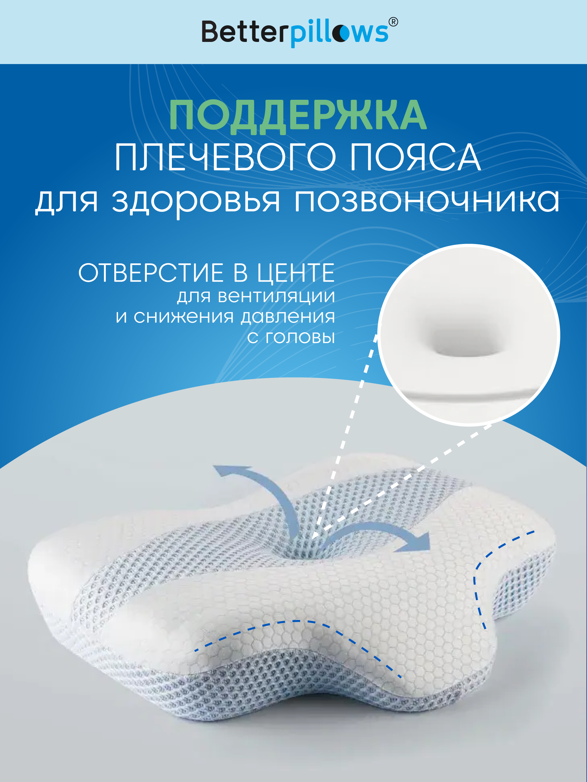 Подушка ортопедическая для сна Betterpillows с эффектом памяти для детей и взрослых - фото 2
